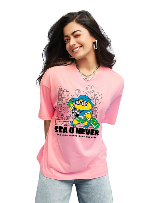 Bewakoof Women Cotton Graphic Oversized Fit T-Shirt