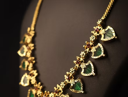Traditional High-Quality Gold Plated Palakka Necklace – Kerala Style Bridal