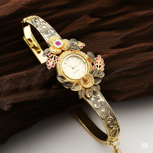 Royal Filigree Brass High Gold Designer Watch