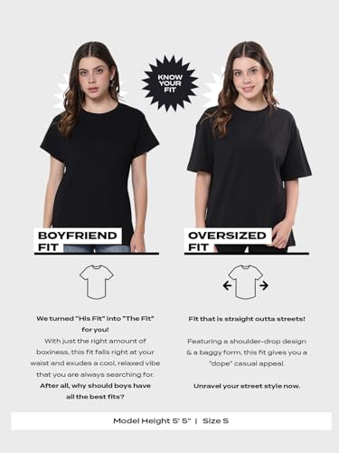 Bewakoof Women Cotton Graphic Oversized Fit T-Shirt
