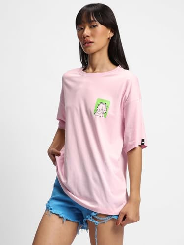 Bewakoof Women Cotton Graphic Oversized Fit T-Shirt