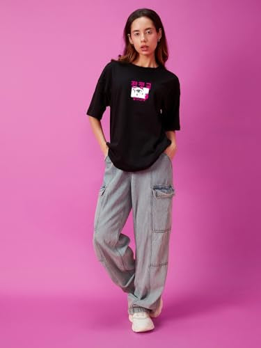 Bewakoof Women Cotton Graphic Oversized Fit T-Shirt
