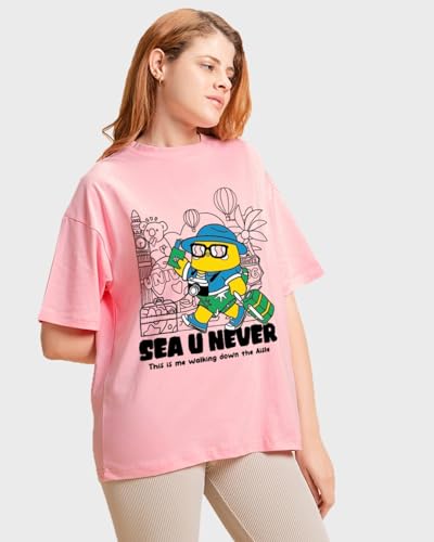 Bewakoof Women Cotton Graphic Oversized Fit T-Shirt