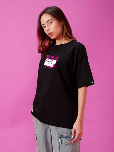 Bewakoof Women Cotton Graphic Oversized Fit T-Shirt