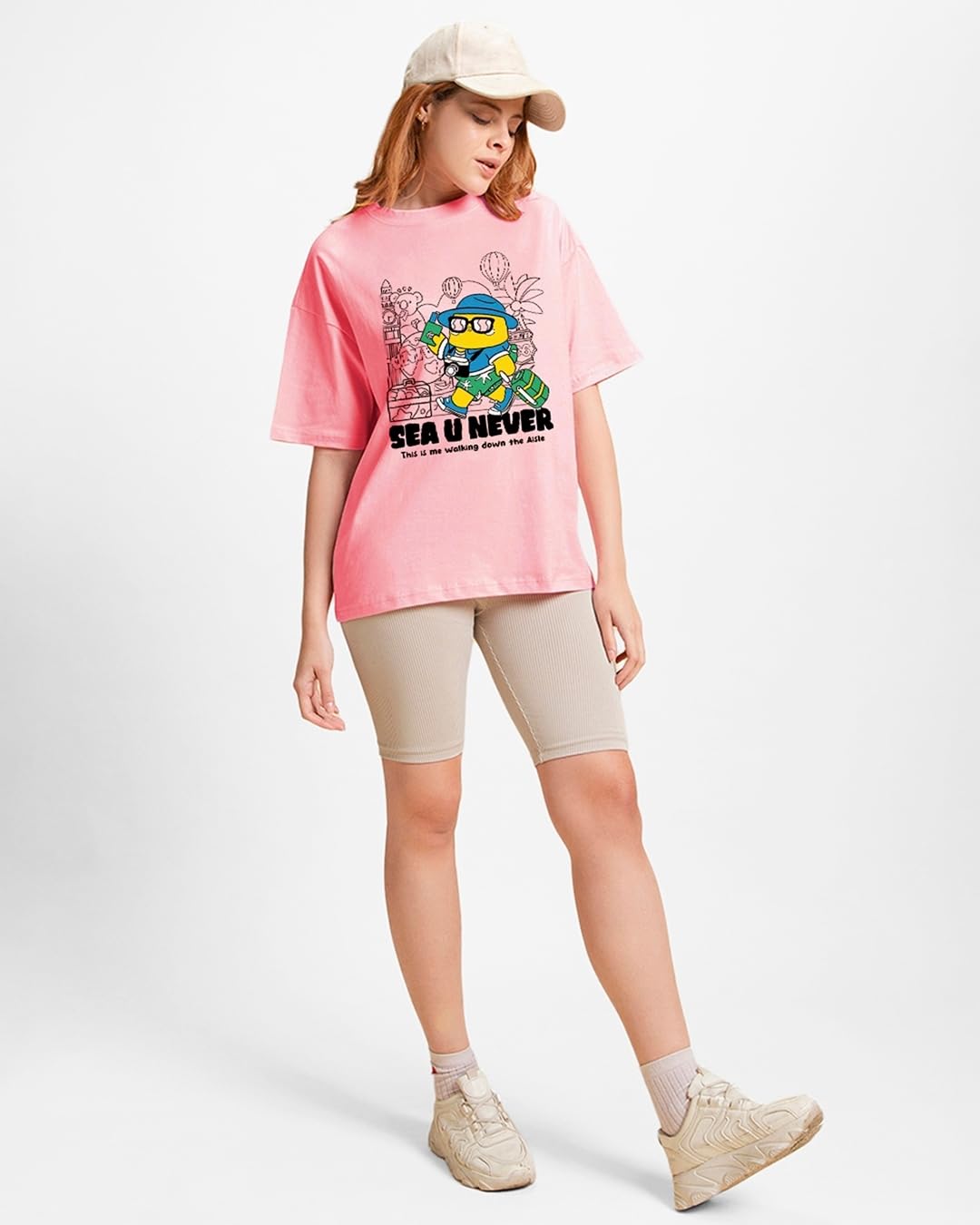 Bewakoof Women Cotton Graphic Oversized Fit T-Shirt