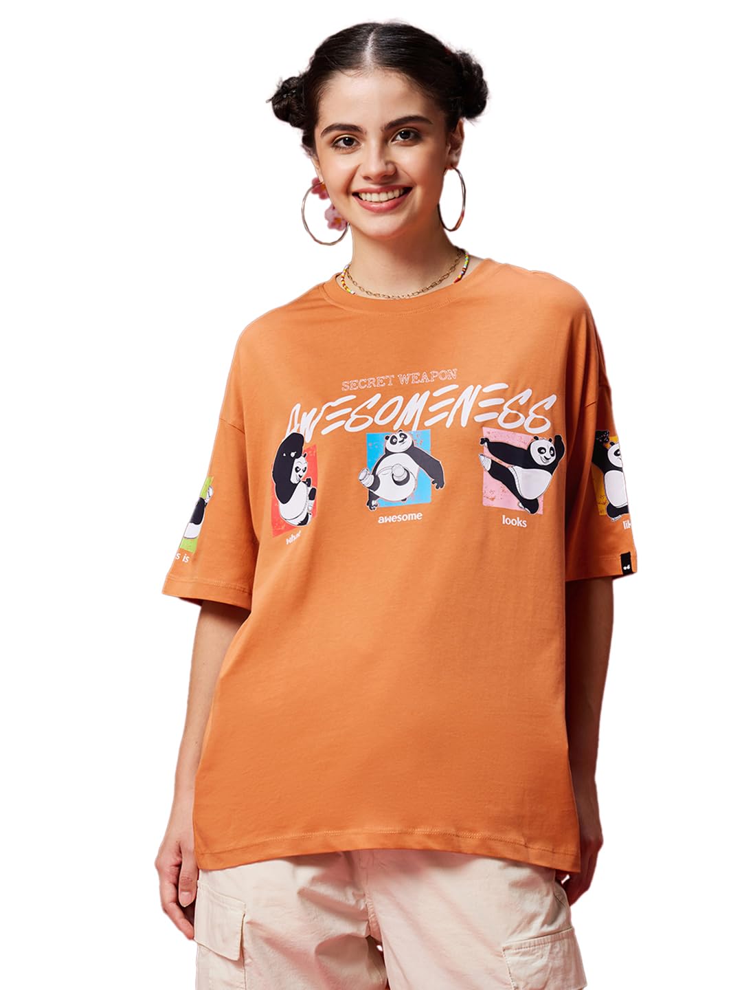 Bewakoof Women Cotton Graphic Oversized Fit T-Shirt