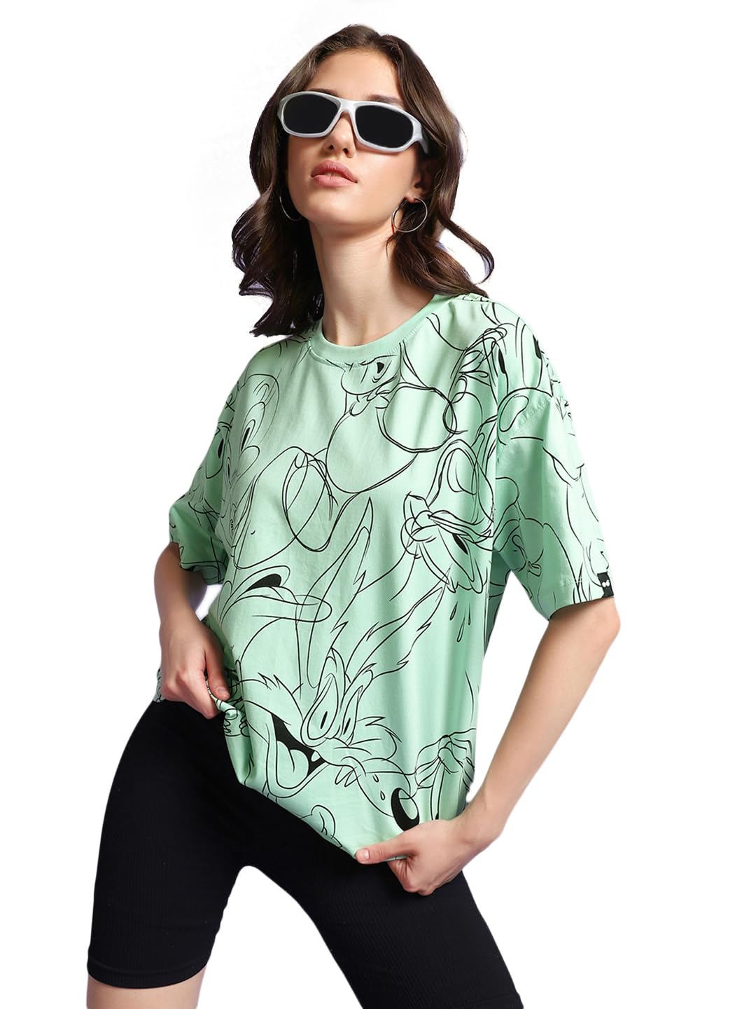 Bewakoof Women Cotton Graphic Oversized Fit T-Shirt