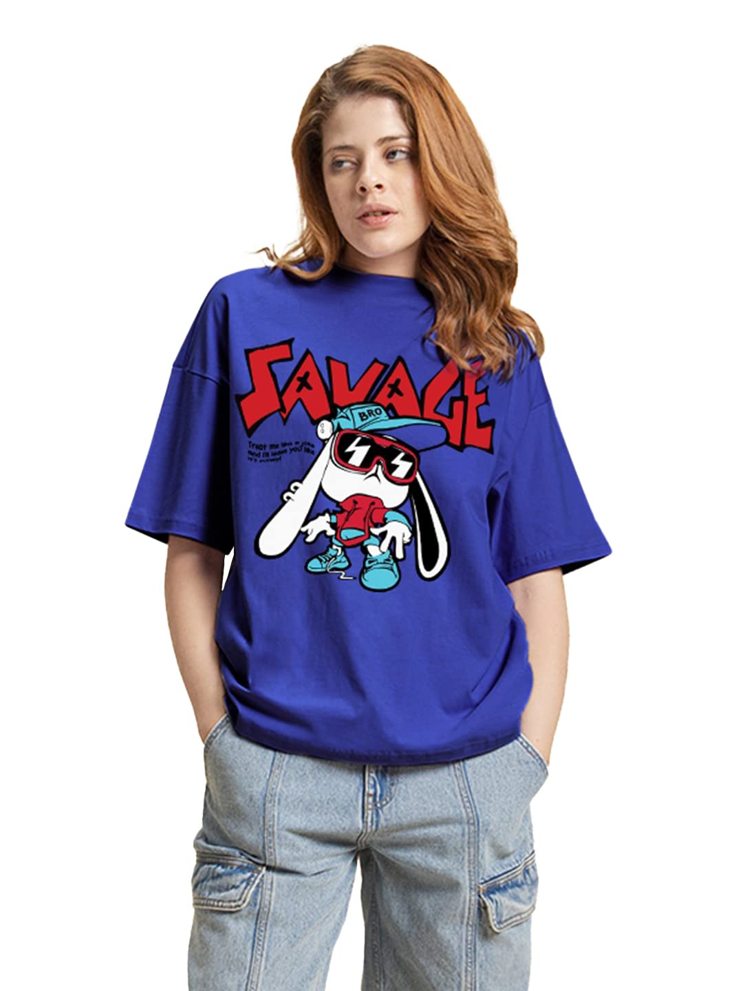 Bewakoof Women Cotton Graphic Oversized Fit T-Shirt
