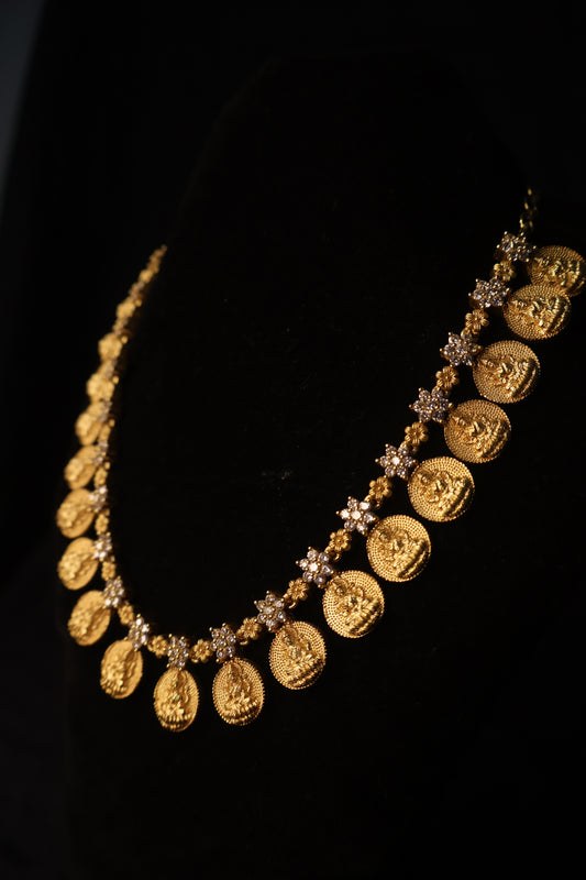 Traditional Lakshmi Gold Plated Necklace | Premium Temple Jewellery Design