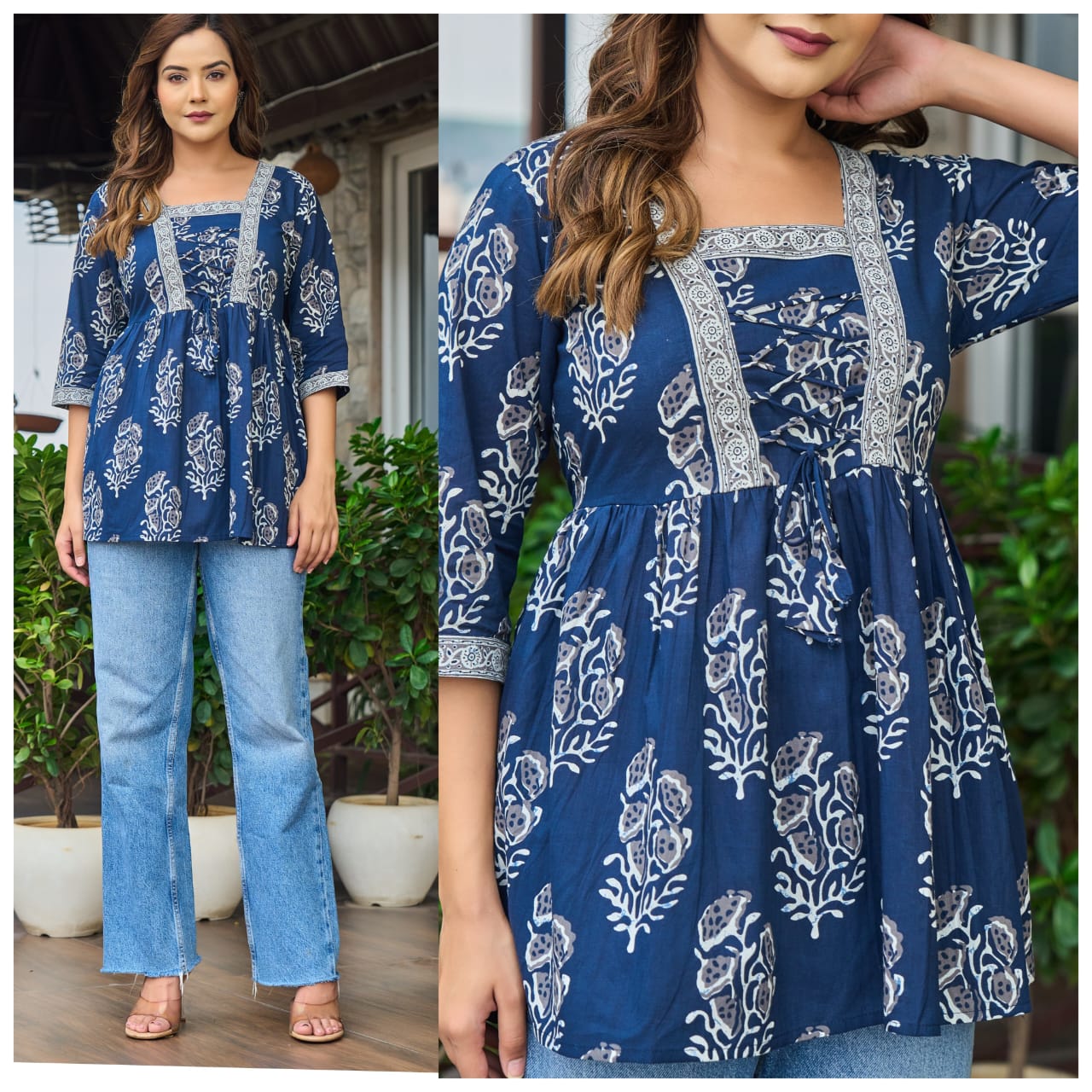 Cotton Zig-Zag Criss Cross Top