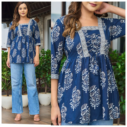 Cotton Zig-Zag Criss Cross Top