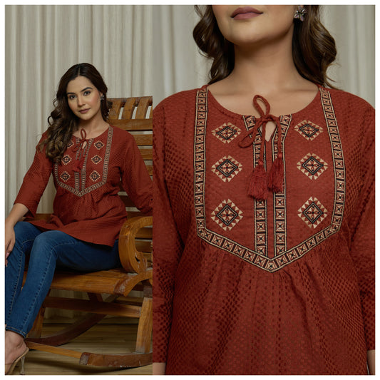 Cotton Zig-Zag Criss Cross Top