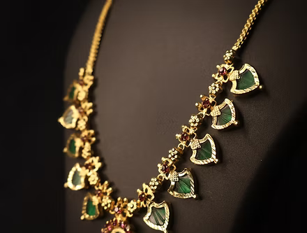 Traditional High-Quality Gold Plated Palakka Necklace – Kerala Style Bridal